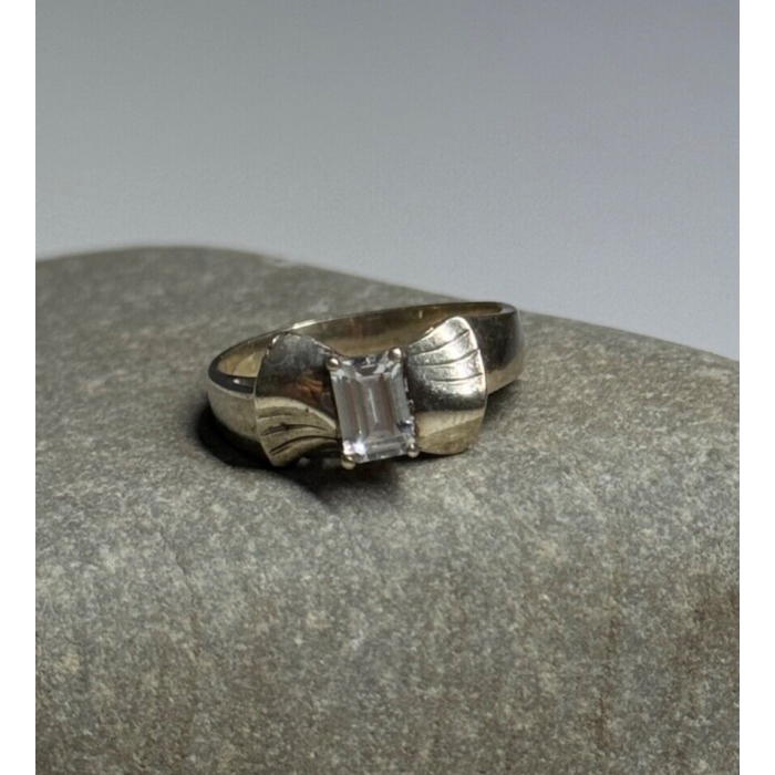 925 Sterling Silver Beryl Bow Ring Size 6