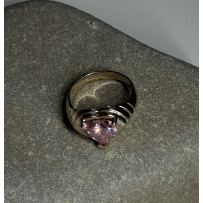 925 Sterling Silver CZ Heart Ring Size 6.5