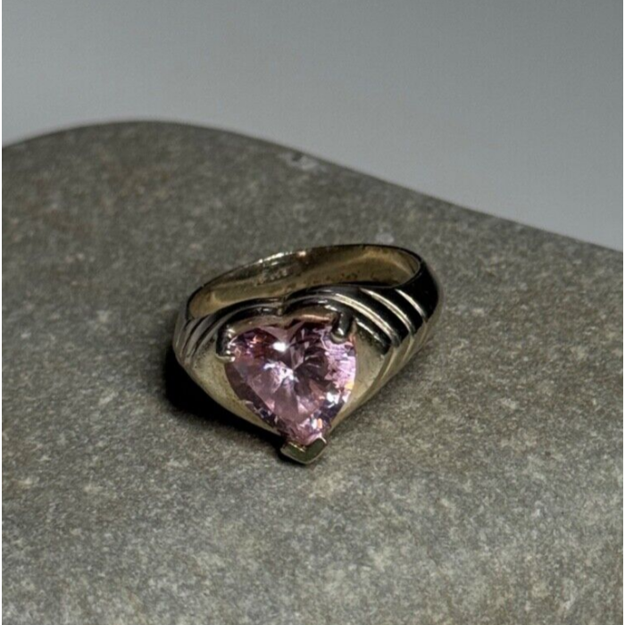 925 Sterling Silver CZ Heart Ring Size 6.5