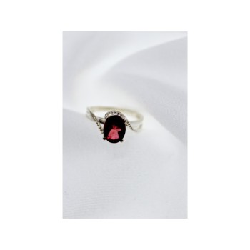 925 Sterling Silver Red Spinel Ring Size 7