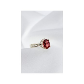 925 Sterling Silver Red Spinel Ring Size 7