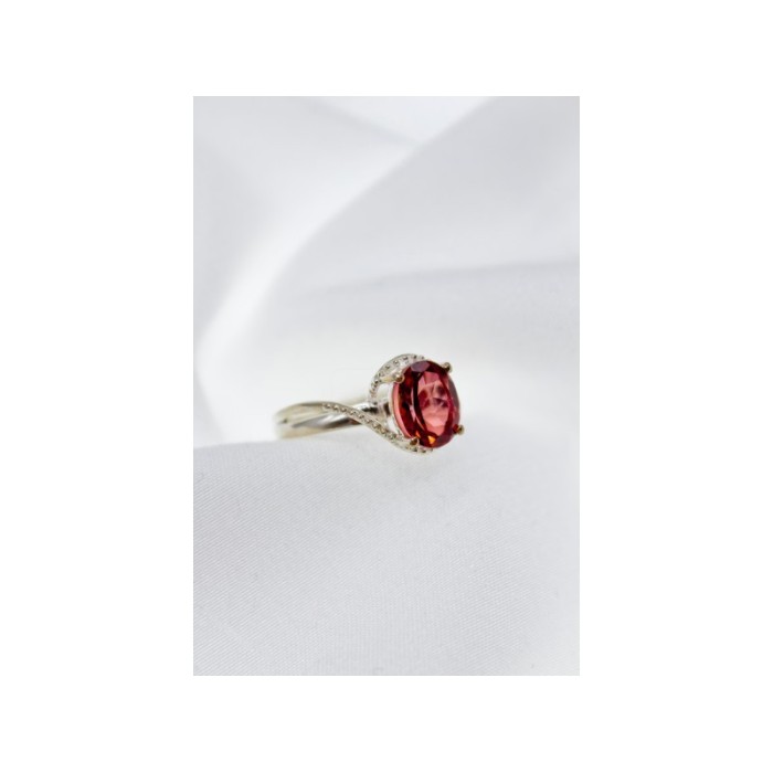 925 Sterling Silver Red Spinel Ring Size 7