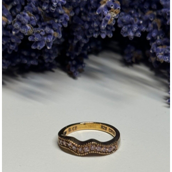 925 Sterling Silver Gold Plated Pink CZ Ring Size 6