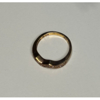 925 Sterling Silver Gold Plated Pink CZ Ring Size 6