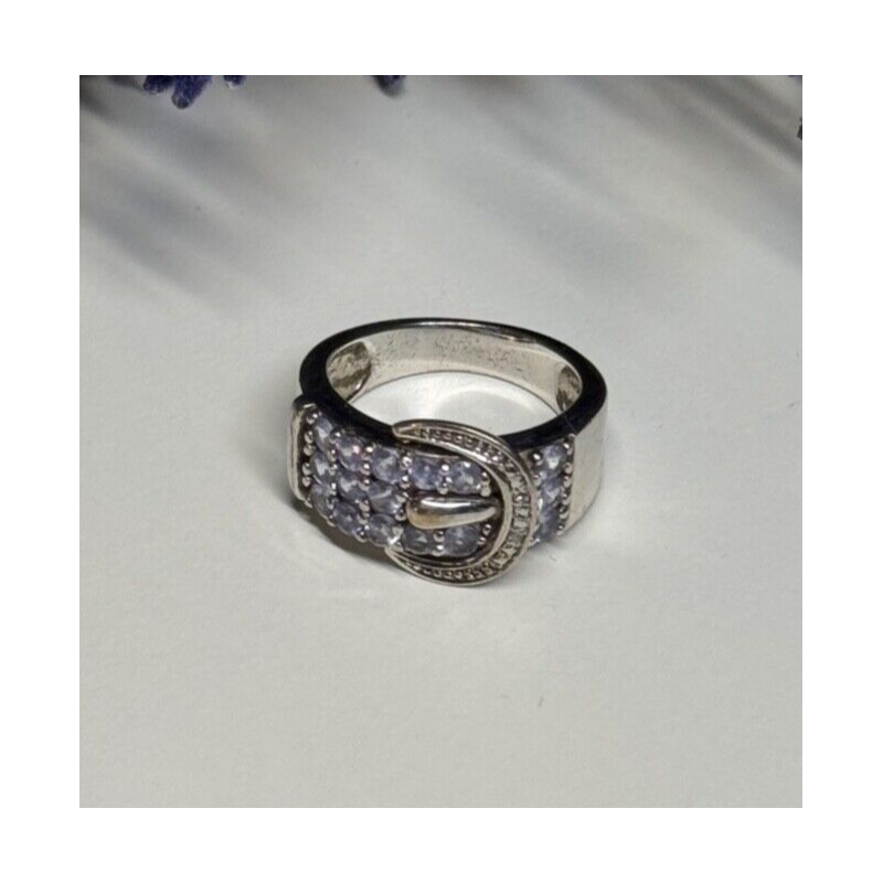 925 STERLING SILVER TANZANITE & BERYL RING SIZE 6