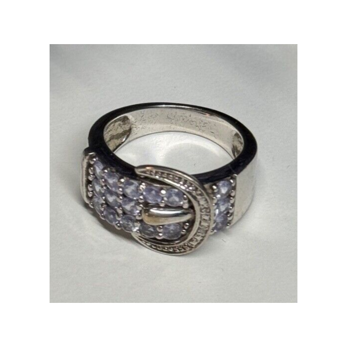 925 STERLING SILVER TANZANITE & BERYL RING SIZE 6