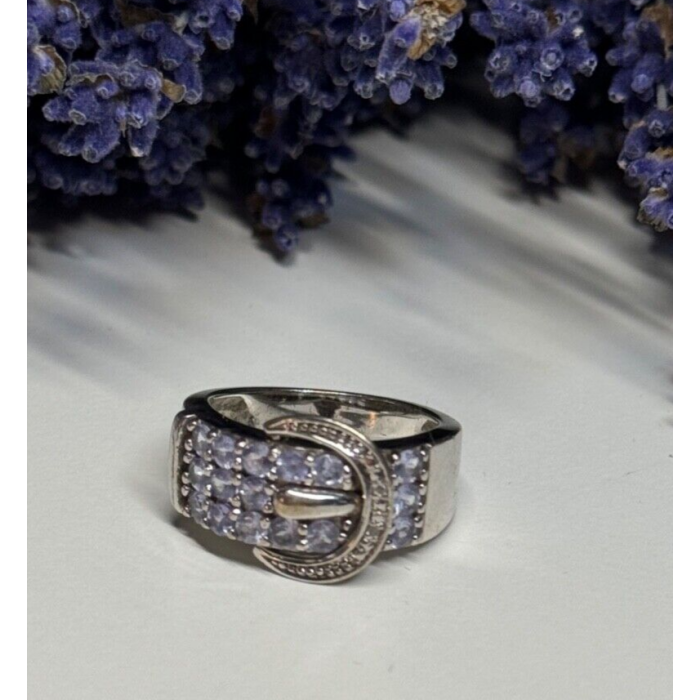 925 STERLING SILVER TANZANITE & BERYL RING SIZE 6