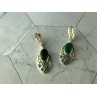 VINTAGE 925 STERLING SILVER GREEN AGATE & CZ EARRINGS