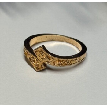 925 Sterling Silver Gold Plated Ring Size 6