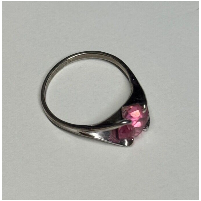 925 Sterling Silver Pink Topaz Ring Size 5