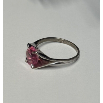925 Sterling Silver Pink Topaz Ring Size 5