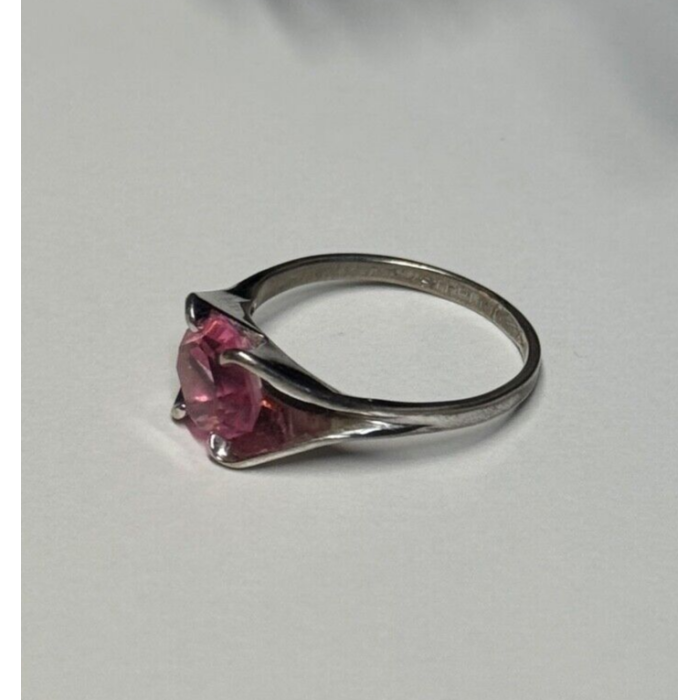 925 Sterling Silver Pink Topaz Ring Size 5