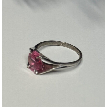 925 Sterling Silver Pink Topaz Ring Size 5