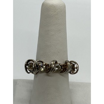 925 Sterling Silver & Twisted Wire & CZ Ring Size 8.5