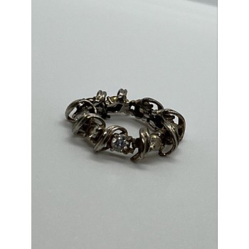 925 Sterling Silver & Twisted Wire & CZ Ring Size 8.5