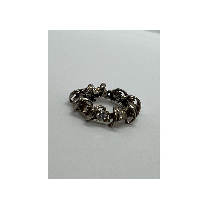 925 Sterling Silver & Twisted Wire & CZ Ring Size 8.5