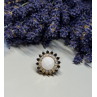 925 STERLING SILVER AGATE, WHITE & BLUE SAPPHIRE RING  SIZE 7
