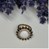 925 STERLING SILVER AGATE, WHITE & BLUE SAPPHIRE RING  SIZE 7