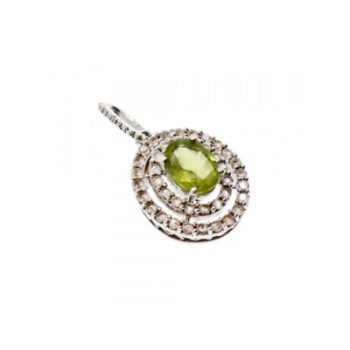 925 Sterling Silver Peridot & White Beryl Pendant