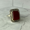 Vintage 925 Sterling Silver Agate & Marcasites Ring Size 7