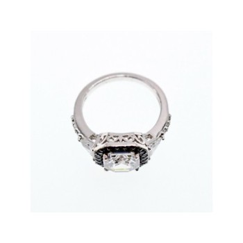 925 Sterling Silver CZ & Black Spinel Ring Size 6.5