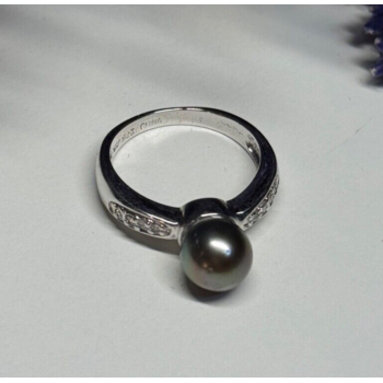 925 STERLING SILVER PEARL & BERYL RING SIZE 5.5