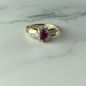 925 Sterling Silver Gold Plated Ruby & Diamonds Ring Size 6.5