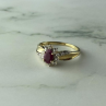 925 Sterling Silver Gold Plated Ruby & Diamonds Ring Size 6.5