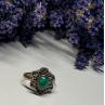 925 Sterling Silver Malachite Ring Size 6.5