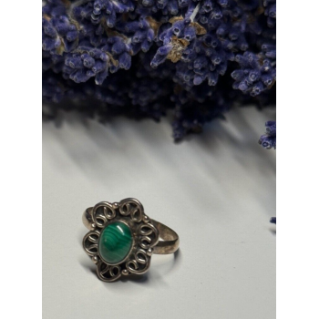 925 Sterling Silver Malachite Ring Size 6.5