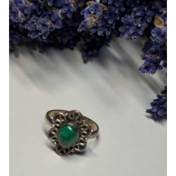 925 Sterling Silver Malachite Ring Size 6.5