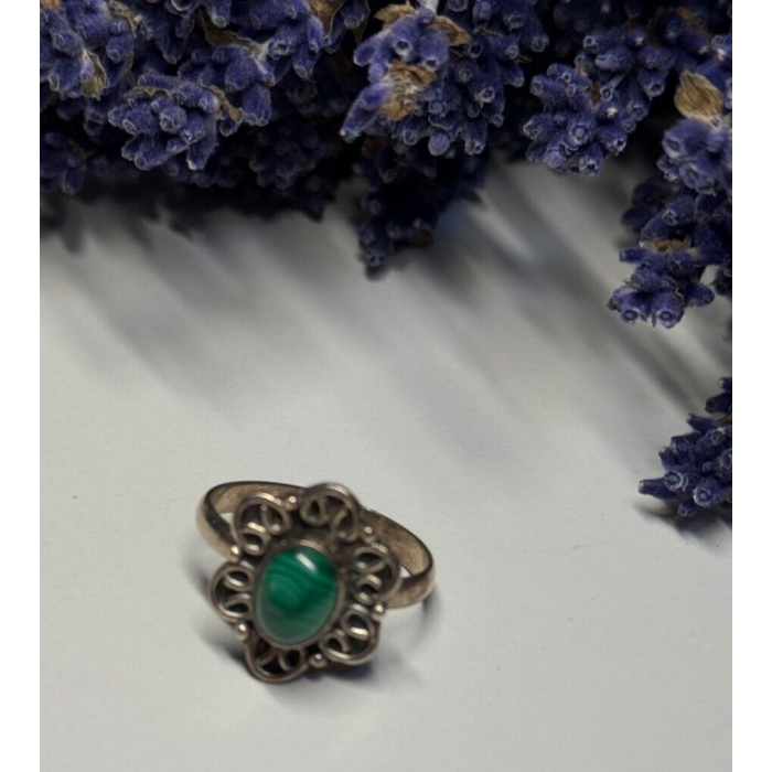 925 Sterling Silver Malachite Ring Size 6.5