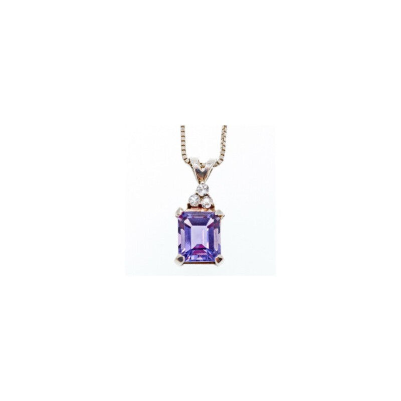 925 Sterling Silver Purple Tourmaline & Goshenite Chain With Pendant