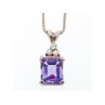 925 Sterling Silver Purple Tourmaline & Goshenite Chain With Pendant