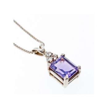 925 Sterling Silver Purple Tourmaline & Goshenite Chain With Pendant