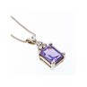 925 Sterling Silver Purple Tourmaline & Goshenite Chain With Pendant