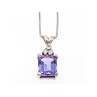 925 Sterling Silver Purple Tourmaline & Goshenite Chain With Pendant