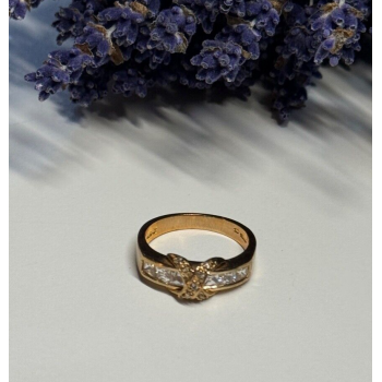 925 Sterling Silver Gold Plated CZ Ring Size 7