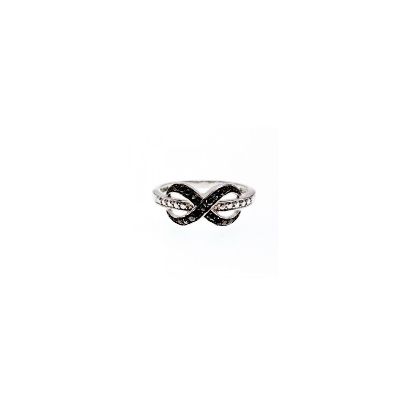 925 White & Blackened Sterling Silver Ring Size 7
