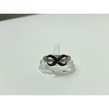 925 White & Blackened Sterling Silver Ring Size 7