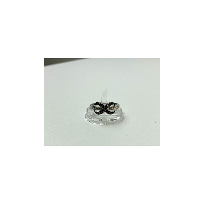925 White & Blackened Sterling Silver Ring Size 7