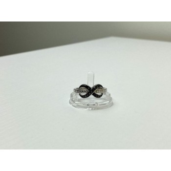 925 White & Blackened Sterling Silver Ring Size 7