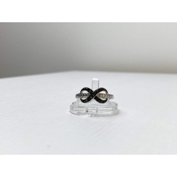 925 White & Blackened Sterling Silver Ring Size 7