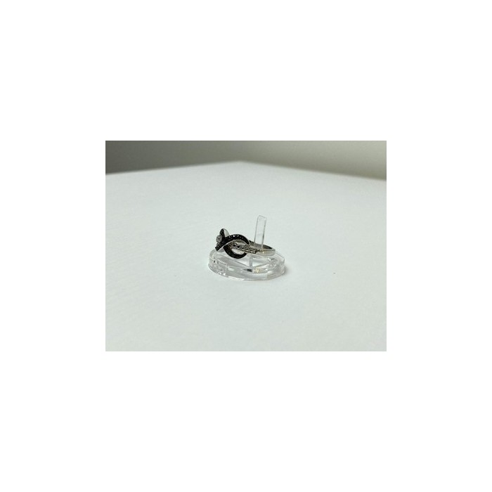 925 White & Blackened Sterling Silver Ring Size 7