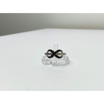 925 White & Blackened Sterling Silver Ring Size 7