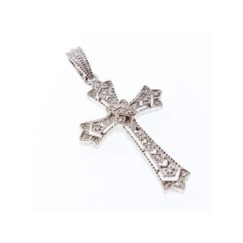 925 STERLING SILVER DIAMONDS CROSS PENDANT