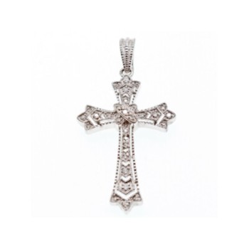 925 STERLING SILVER DIAMONDS CROSS PENDANT