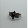 925 Sterling Silver Onyx & Marcasite Ring Size 7