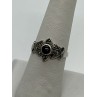 925 Sterling Silver Onyx & Marcasite Ring Size 7
