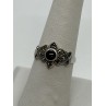 925 Sterling Silver Onyx & Marcasite Ring Size 7